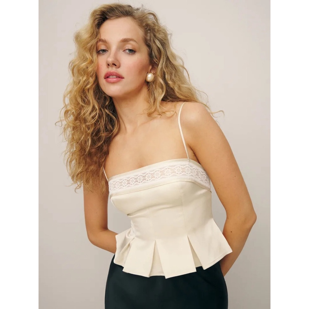 Reformation Meryl Satin Top champagne